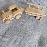 Іграшка дерев'яна трактор з причепою, танк