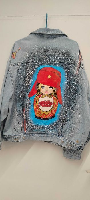 Unikat Nowa kurtka jeansowa Matrioszka Nazad CCCP Vintage 80 ,90 te