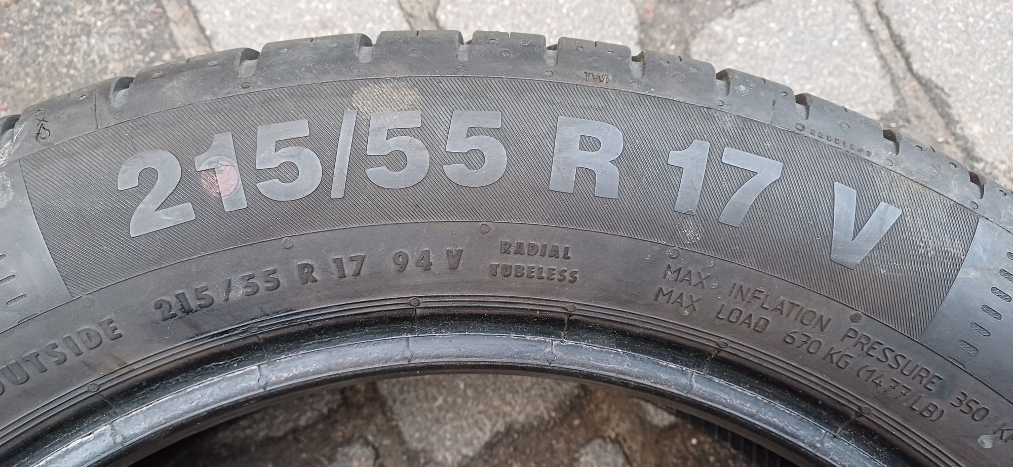 CONTINENTAL 215/55R17 94V , pojedyńcza opona letnia.