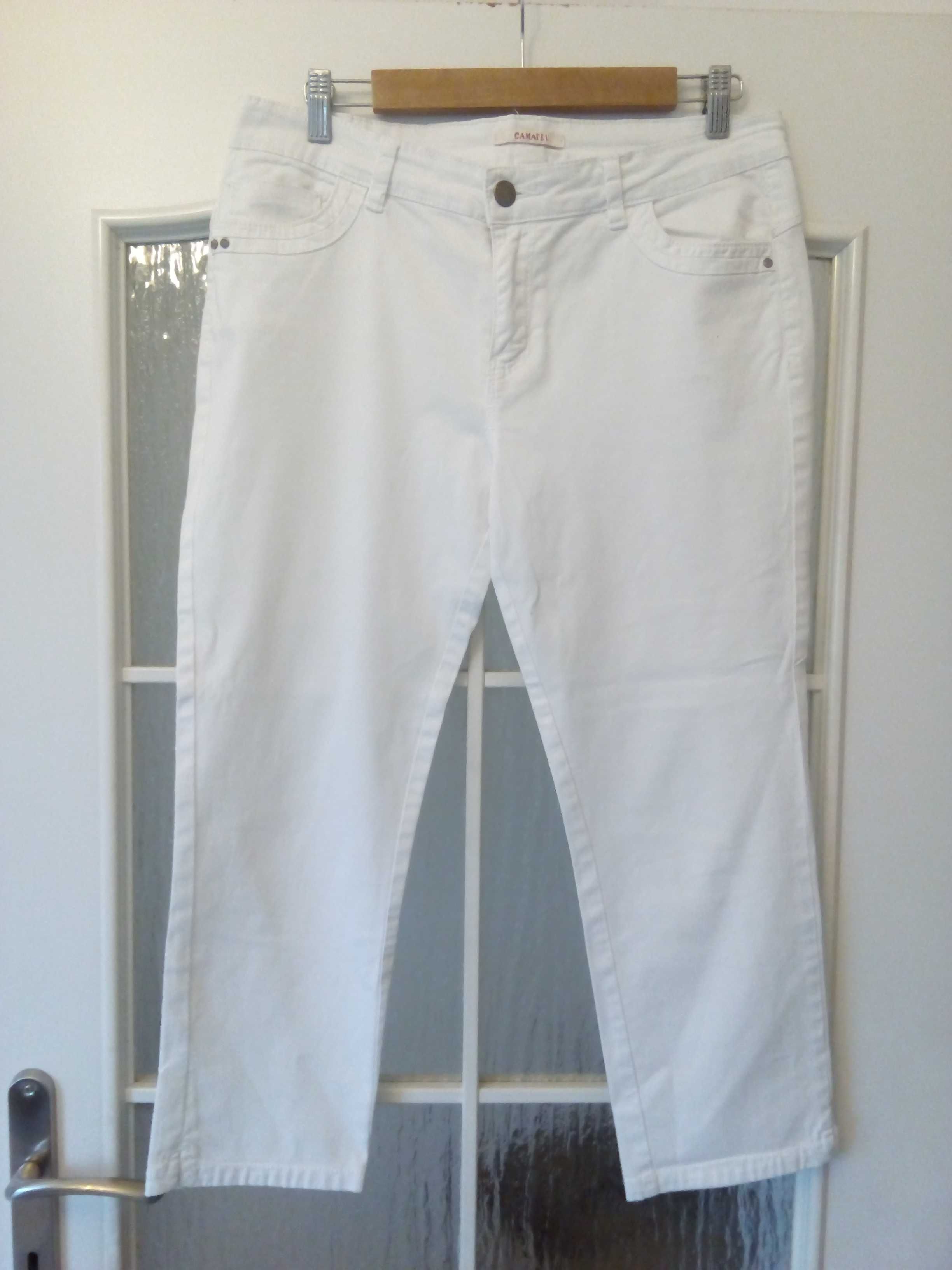 Białe dżinsy capri,L/XL