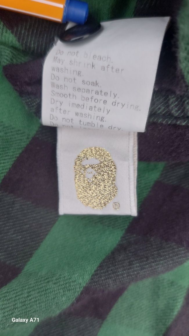 BAPE Klasyczna Koszula Flanelowa – Zielona – Rozmiar M – Rzadka Edycja