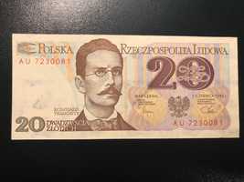 Banknot 20 złotych zł 1982 banknoty prl seria AU