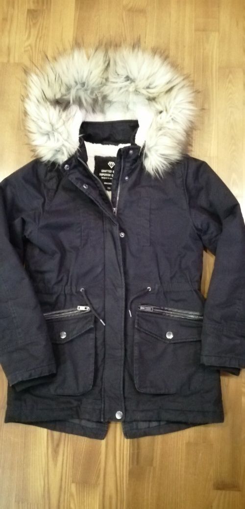 Kurtka zimowa parka czarna r. 158 Canda C&A