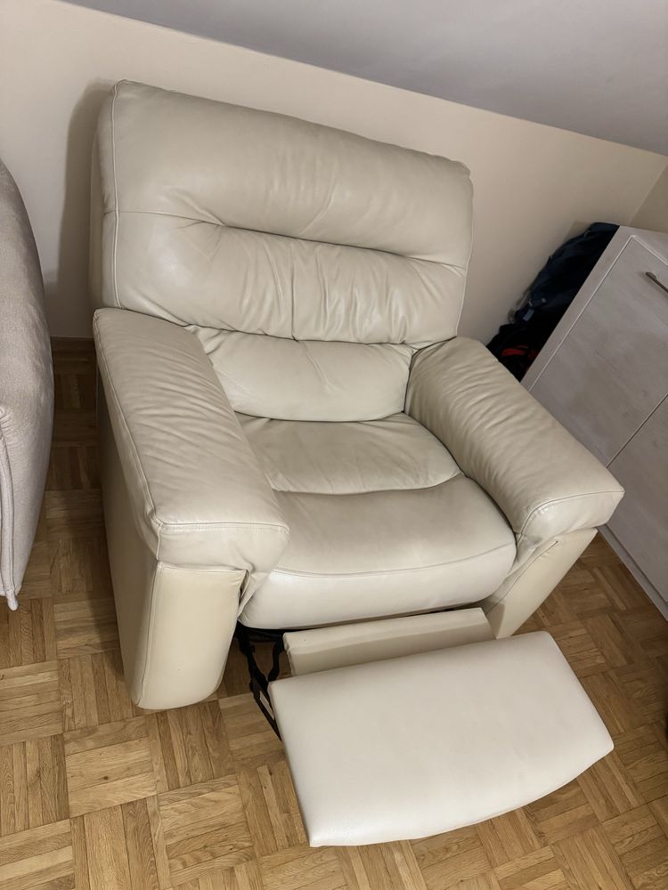 Fotel skorzany bujany obrotowy