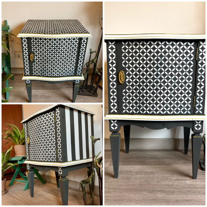 Mesa de cabeceira preta y branca