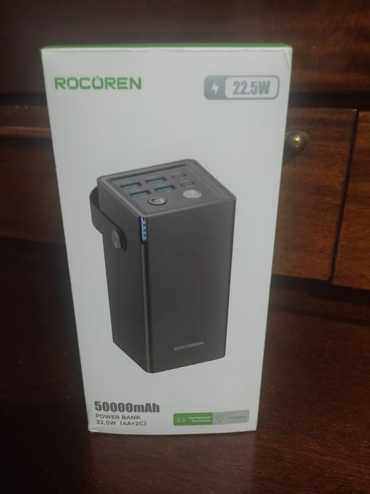 Внешний аккумулятор Rocoren 50000 мАч, 22,5 Вт.
