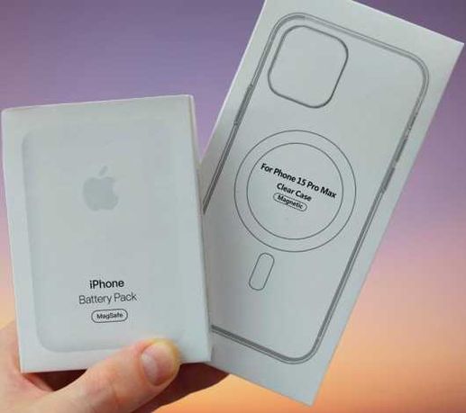 Прозорий чохол iPhone + Apple MagSafe Battery Pack 5000 mAh