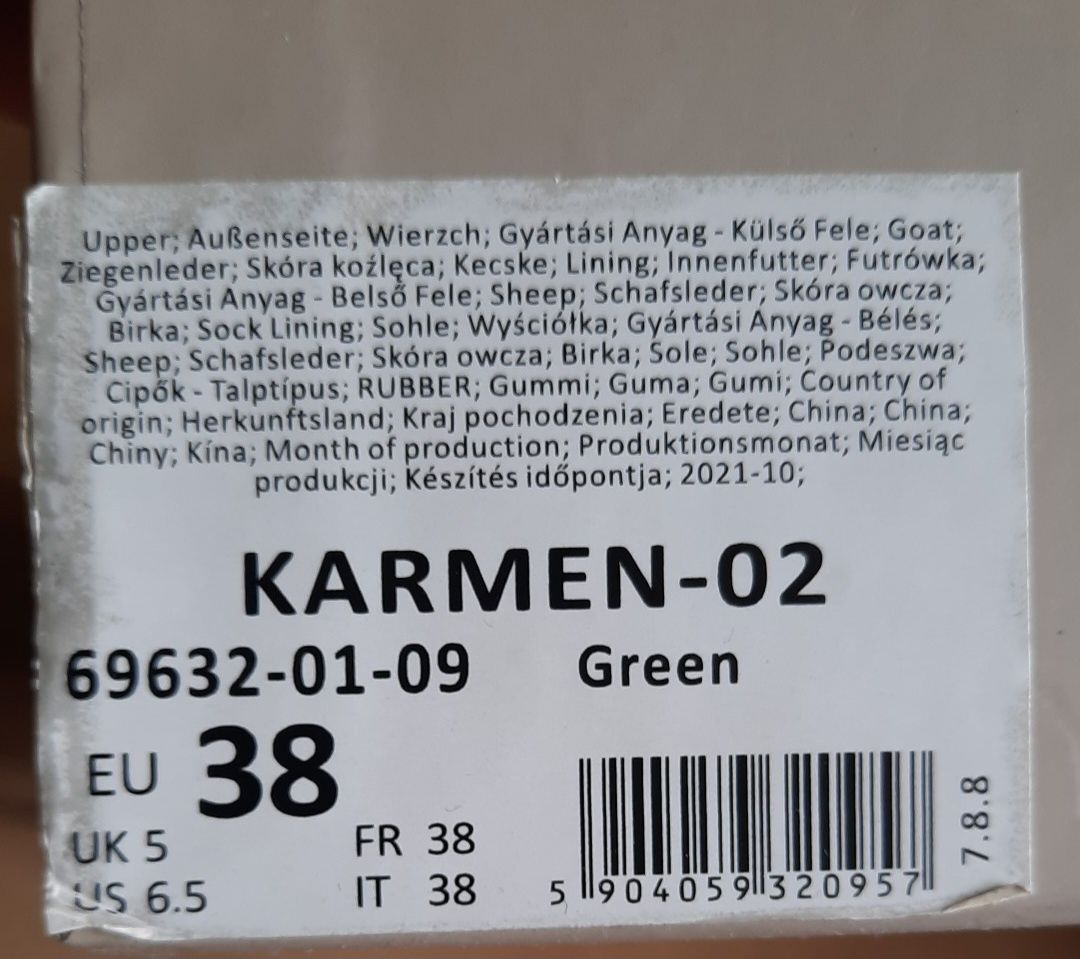Nowe Czółenka skórzane zielone * obcas 5,5 cm * Kazar Studio