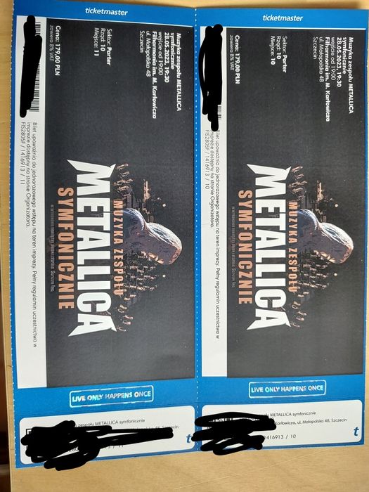 Sprzedam Bilety Metallica Symfonicznie Szczecin