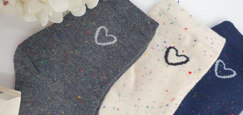 Bawełniane skarpetki dla dziewczynki 35-38 kolorowy melanż