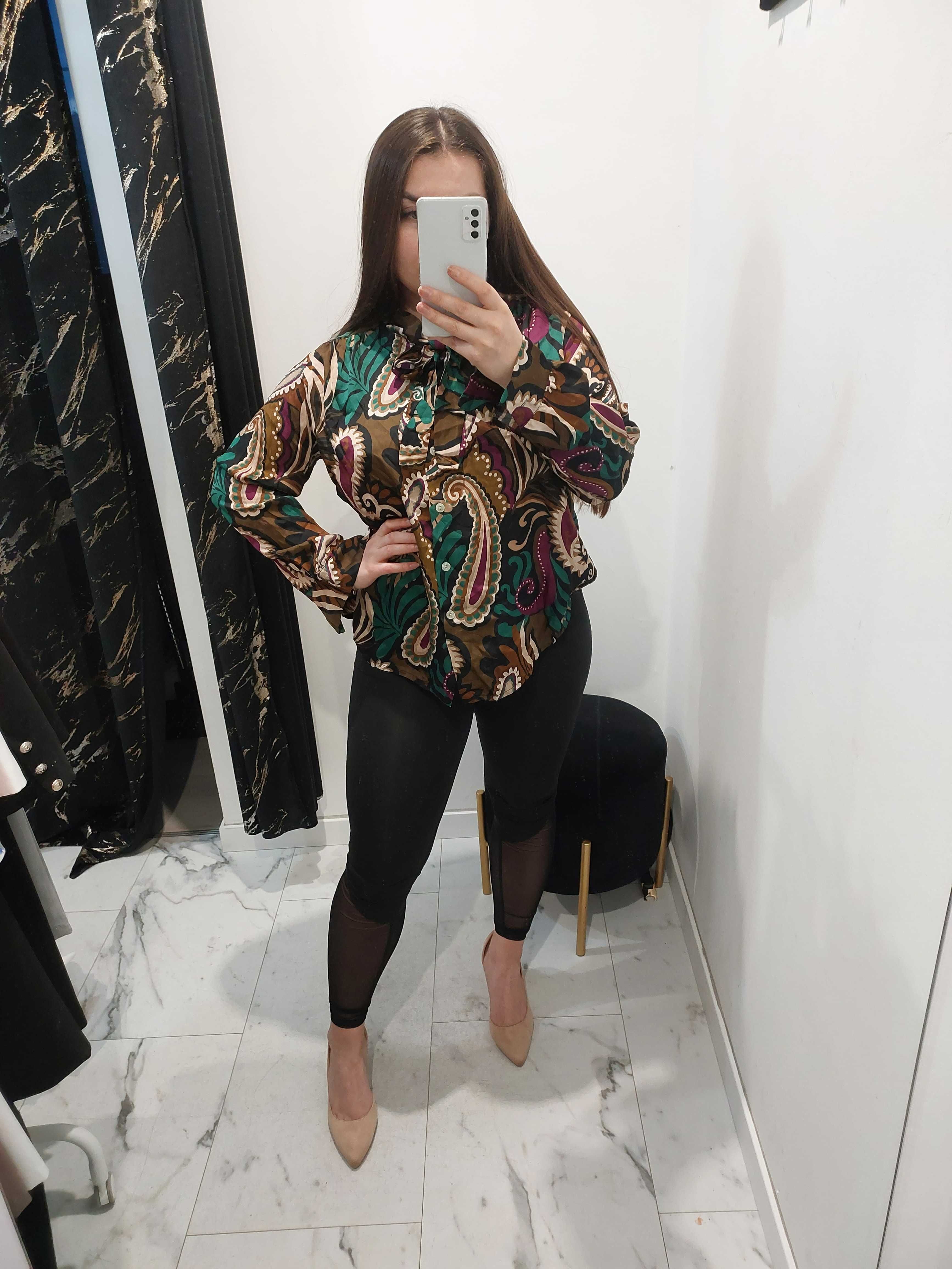 wzorzysta koszula H&G uniwersalny elegancka wiązana kokardka