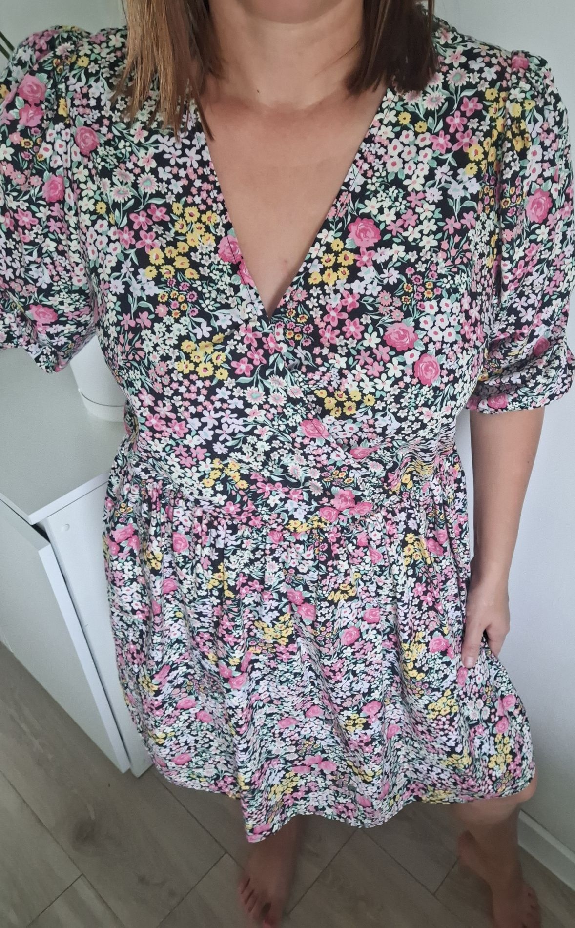 Sukienka damska bawelniana boho kwiatki f&f 38 M