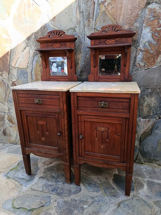 Mesas de cabeceira madeira maciça  embutidos Anos 30 1,04mt