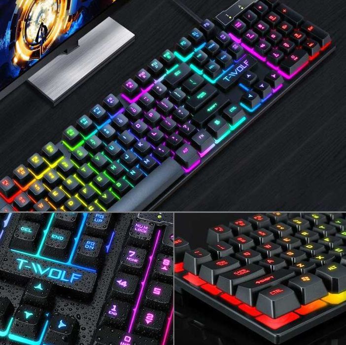 KLAWIATURA + MYSZKA GAMINGOWA dla gracza podświetlana led rgb *nowe*