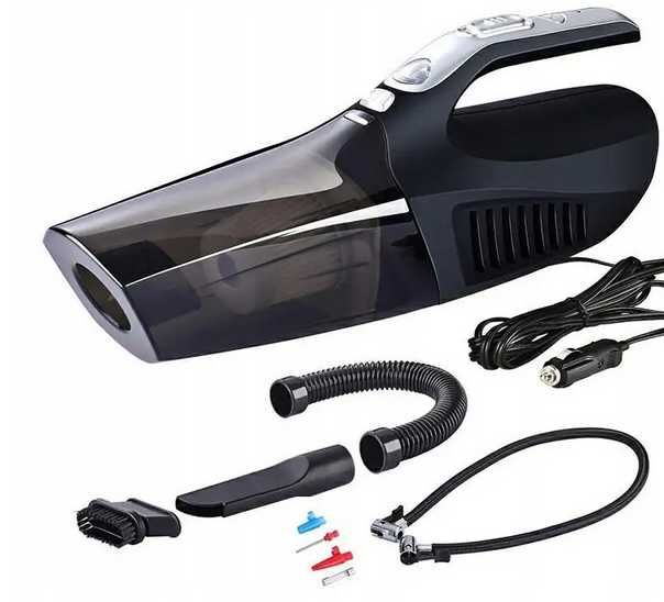 Odkurzacz Samochodowy 4 w 1 Latarka Kompresor Miernik Ciśnienia Nowy