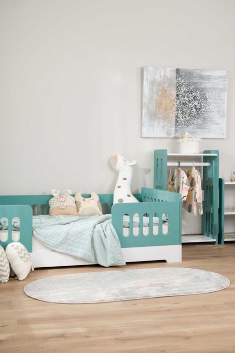 Дитяче ліжко Монтессорі / Детская Кроватка / Ліжко з бортиком Аква