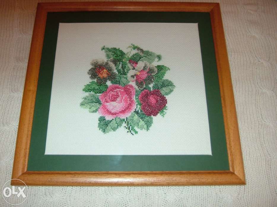 Conjunto quadros em ponto cruz encaixilhados