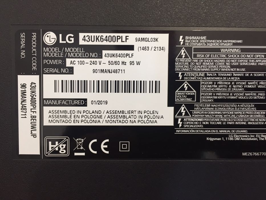 Smart tv lg 43uk6400pfl