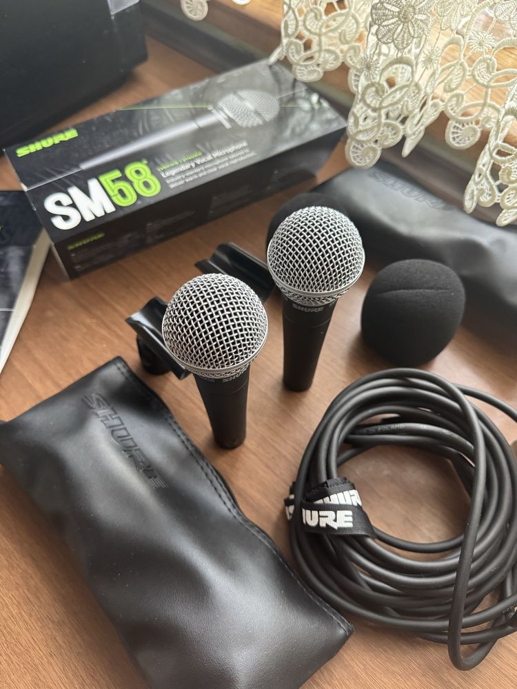 Mikrofon Shure 58M + kabel Oryginalny - 2 sztuki