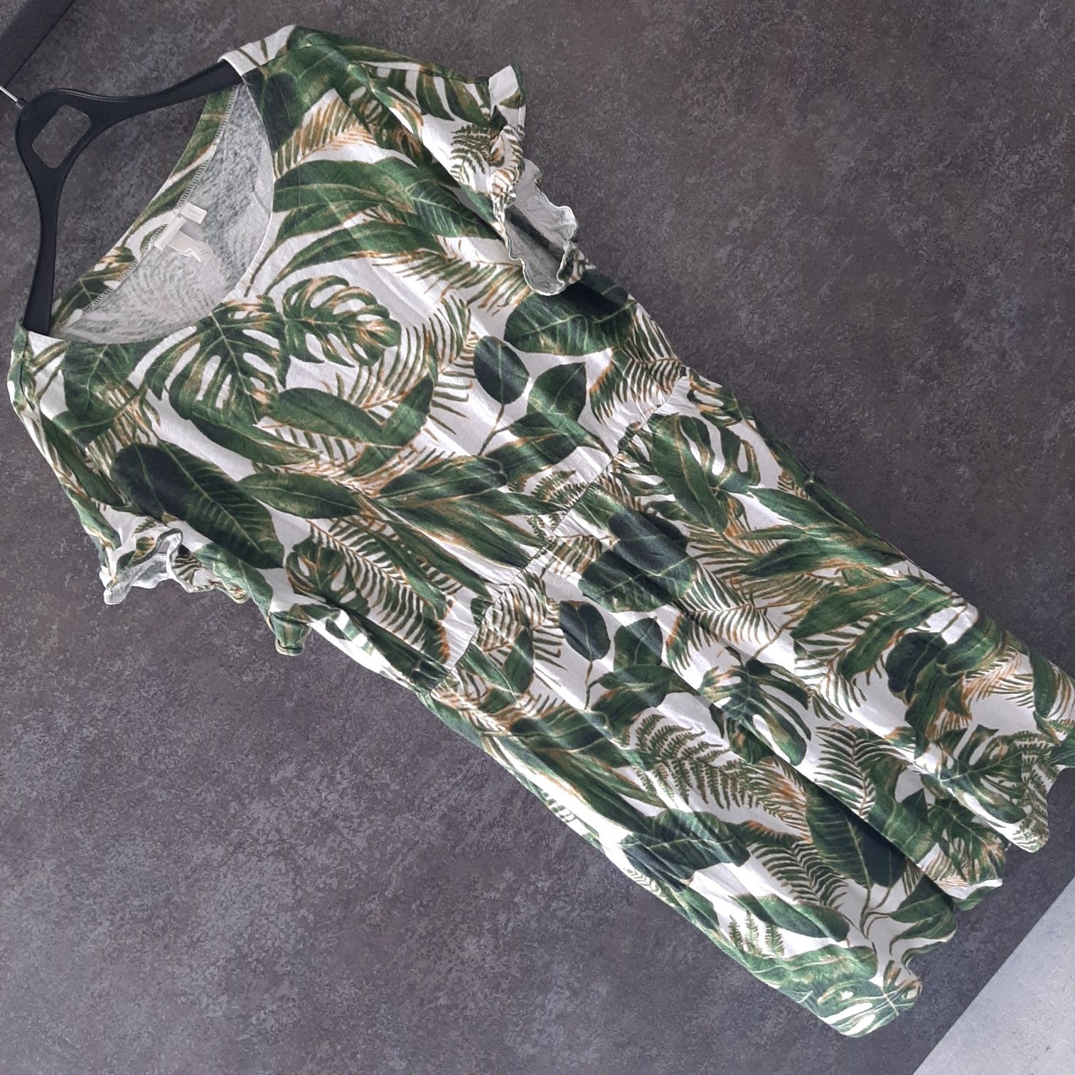 Sukienka hm h&m liście 38 M tropic 40 L len