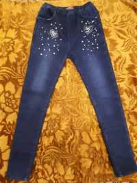 Теплые джинсы на девочку 134-146 размера