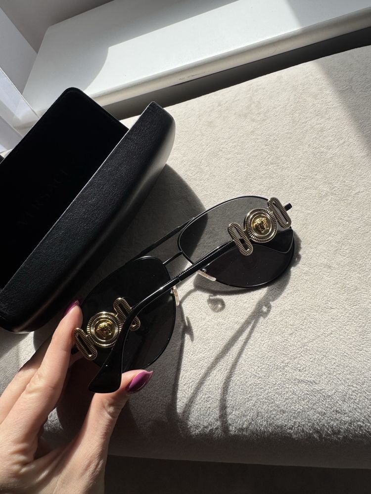 Okulary Versace VE 2249 aviator czarne unisex przeciwsłoneczne