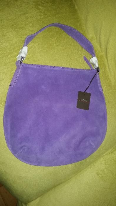 Sprzedam NOWA skórzana - zamszowa torebka fioletowa TATUUM