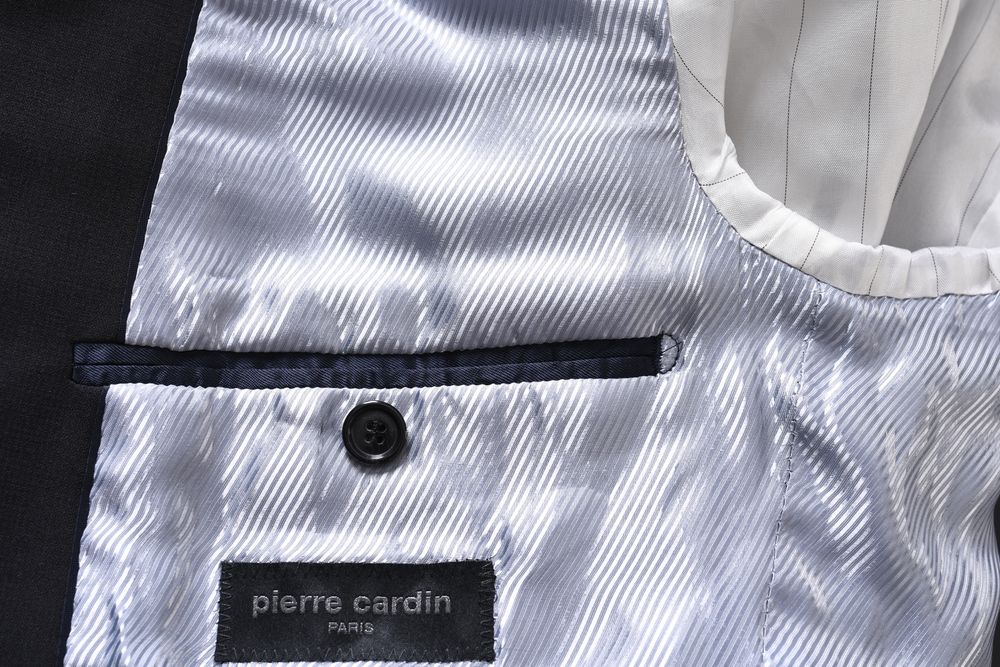 PIERRE CARDIN elegancka czarna marynarka męska wełna strecz r. 48