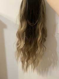 Peruka wig blond długie włosy fale ombre brązowe