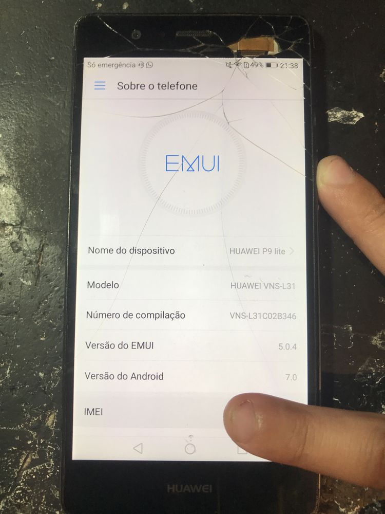 Vendo huawei p9 lite com vidro partido a funcionar