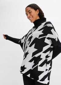 B.P.C sweter w pepitkę czarno-biały oversize ^36/38
