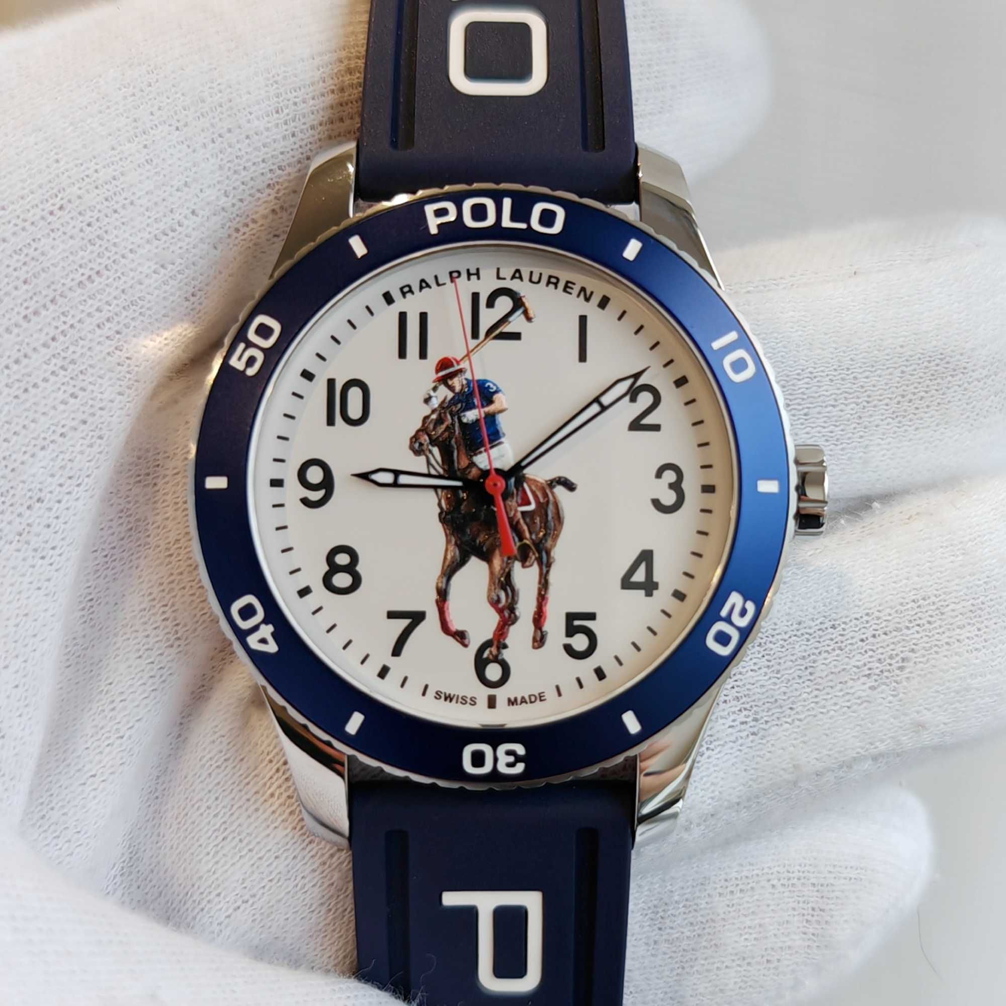 Чоловічий годинник Ralph Lauren Polo Automatic 42.5 mm Swiss made Blue