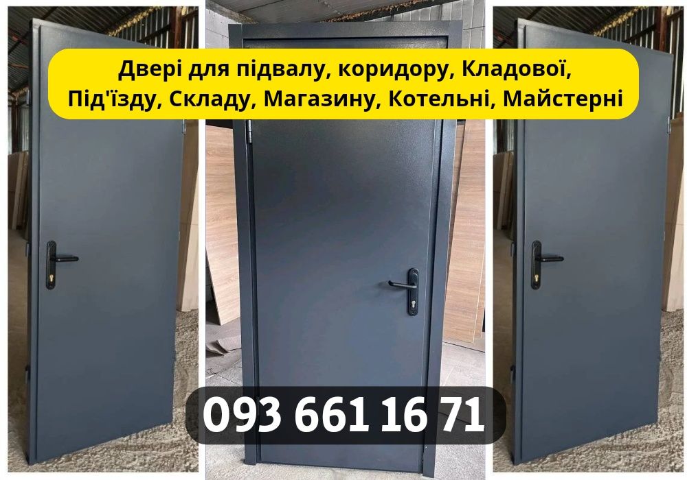 Металеві двері для підвалу, коридору, під'їзду, складу, магазину