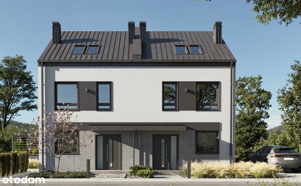 Nowoczesny segment  budynku dwulokalowego z działką
