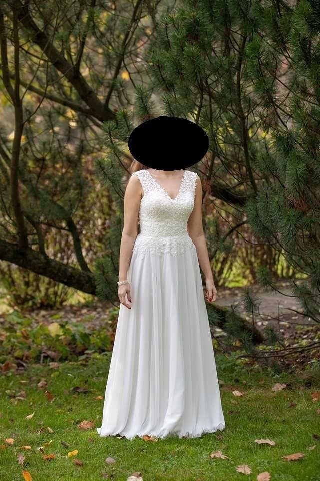 Suknia ślubna - śmietankowa biel