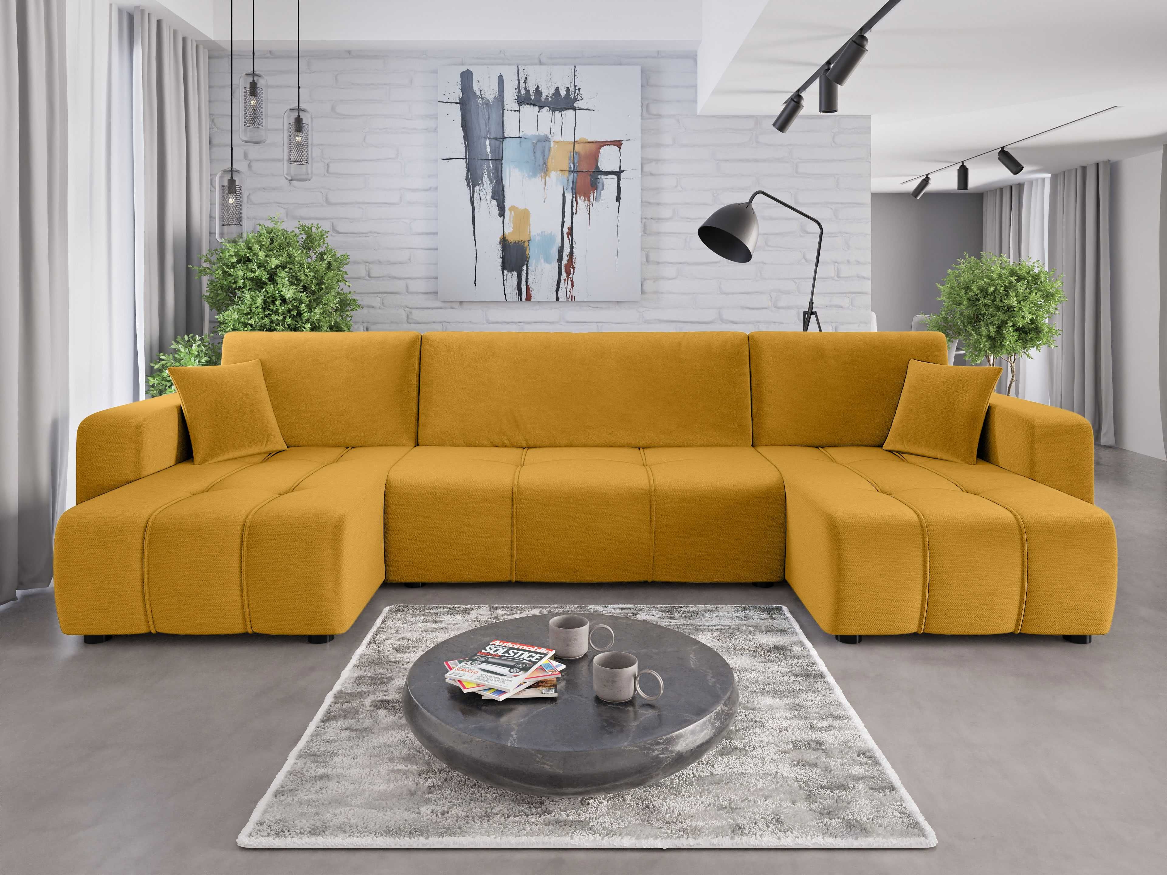 Narożnik Sofa Alice U funkcja spania pojemnik Poso 38 sprezyna falista