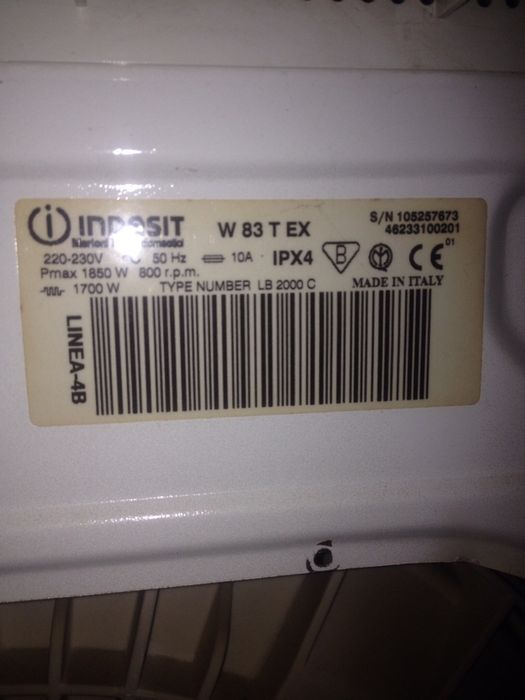Стиральная машина Indesit W 83 T EX c разборным баком б/у на зап.части