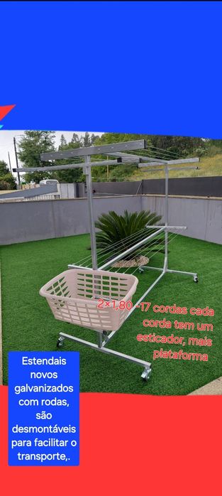 Estendais novos galvanizados com rodas.