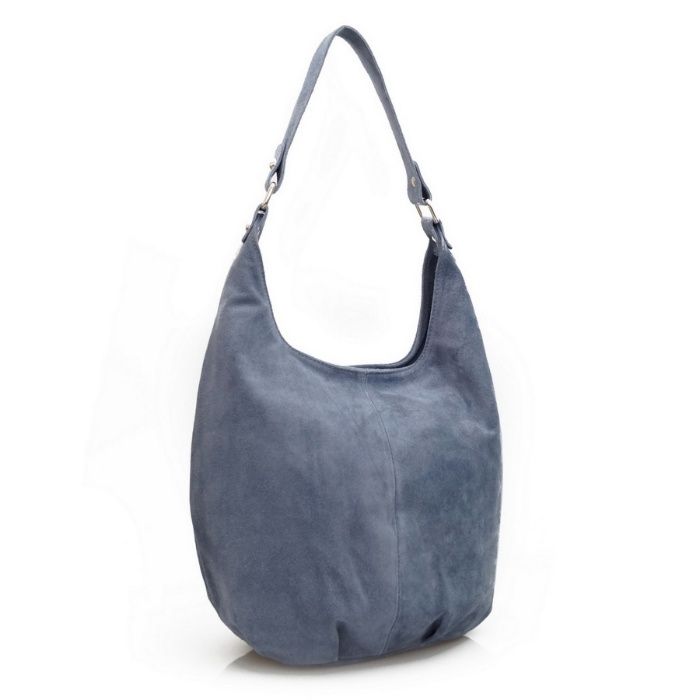 VERA PELLE torebka skórzana zamszowa worek na ramię V058 jeansowa