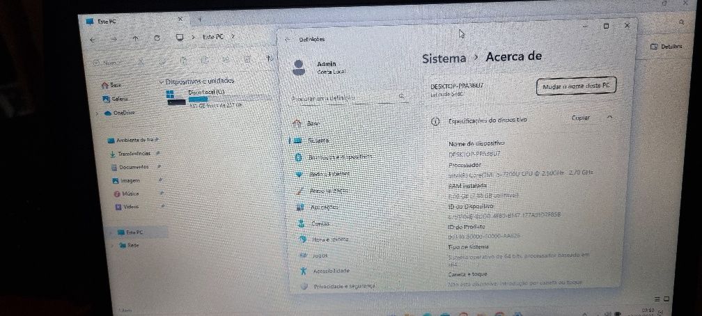 Portátil dell latitude E5480 i5 7th 8gb ddr4 ssd 256gb win11 24h2