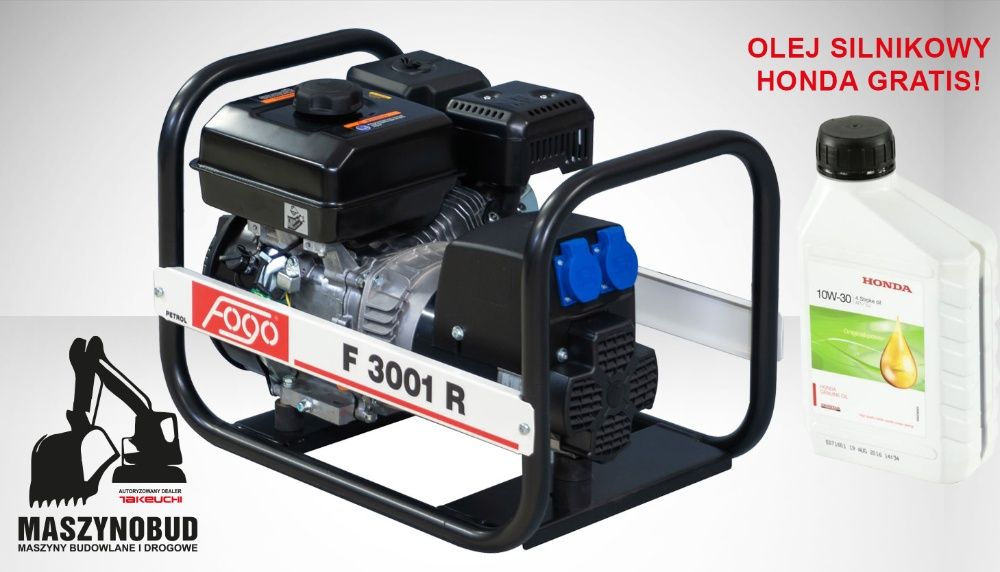 Agregat prądotwórczy FOGO F3001R AVR + olej HONDA gratis Wysyłka 24h