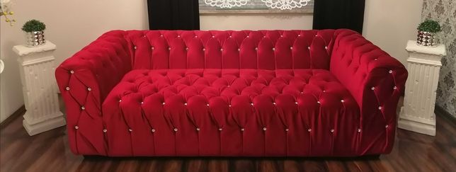 Luksusowa włoska aksamitna kanapa/sofa glamour