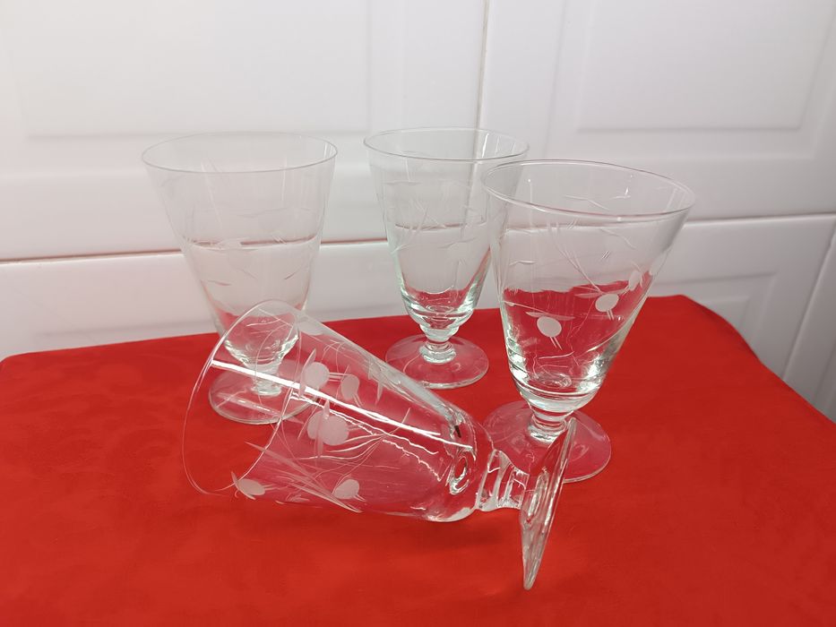 Conjunto 4 Copos Cristal Vintage. 12,5 cm