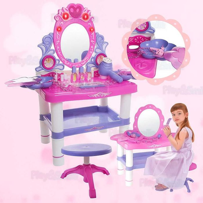 Toaletka z lustrem dla dzieci salon piękności suszarka światła dźwięki