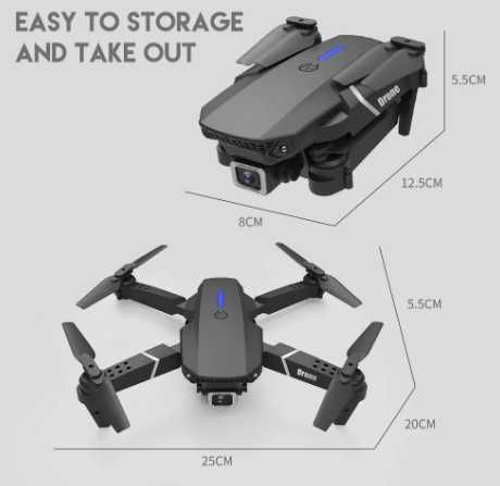 DRON E88 PRO - 2 x kamera - zdalny podgląd w telefonie - NOWY - 12szt
