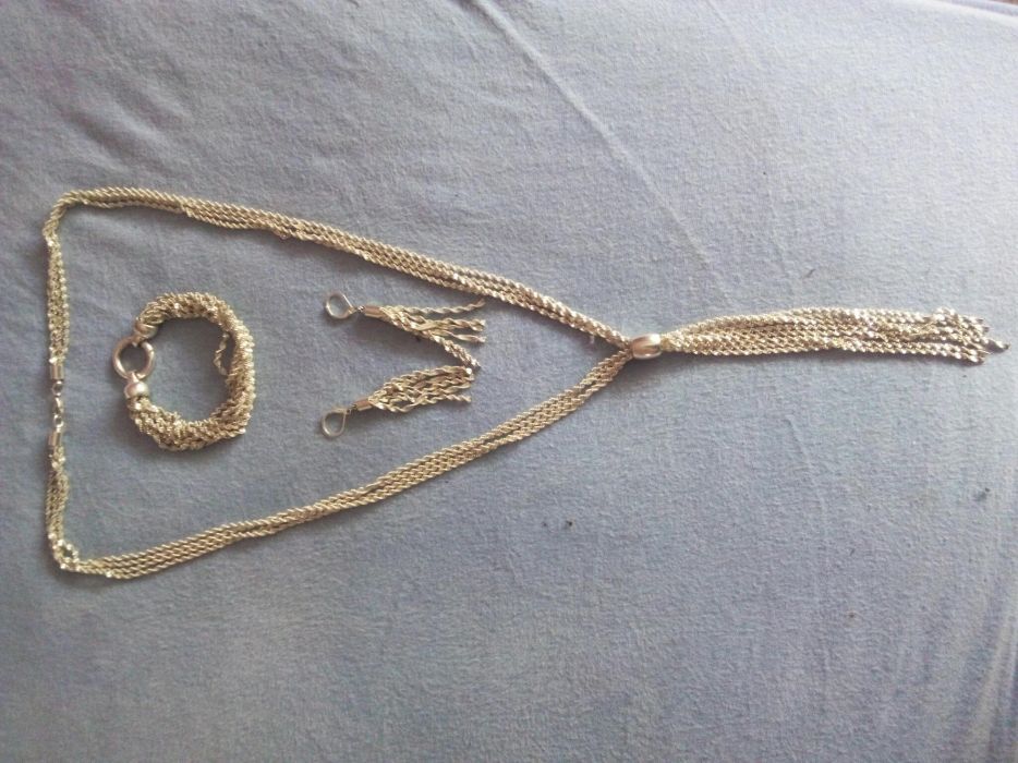 Zestaw biżuterii bransoletka kolczyki łańcuszek