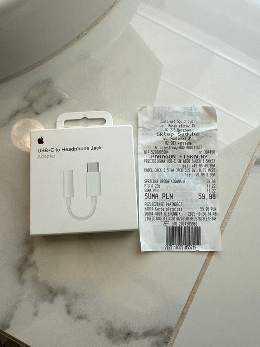 Apple przejsciówka USB-C jack gniazdo sluchawek
