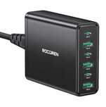Rocoren Mocna Szybka Ładowarka Sieciowa Gan 3x Usb-c + 3x Usb 60w