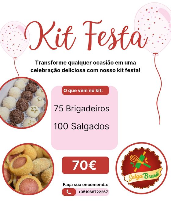 Kit Festa Salgadinhos doces e Bolo