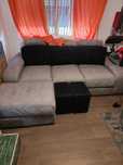 sofa usado 3 lugares com 3 pufs